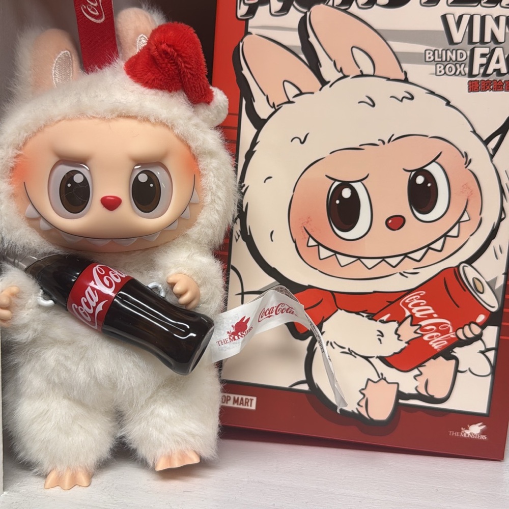 Pop Mart LaBuBu Coca-Cola Furry Character with Bottle